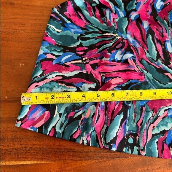 Nicole Miller long lined silky racerback w/pockets  colorful abstract print sz M - Picture 8 of 9